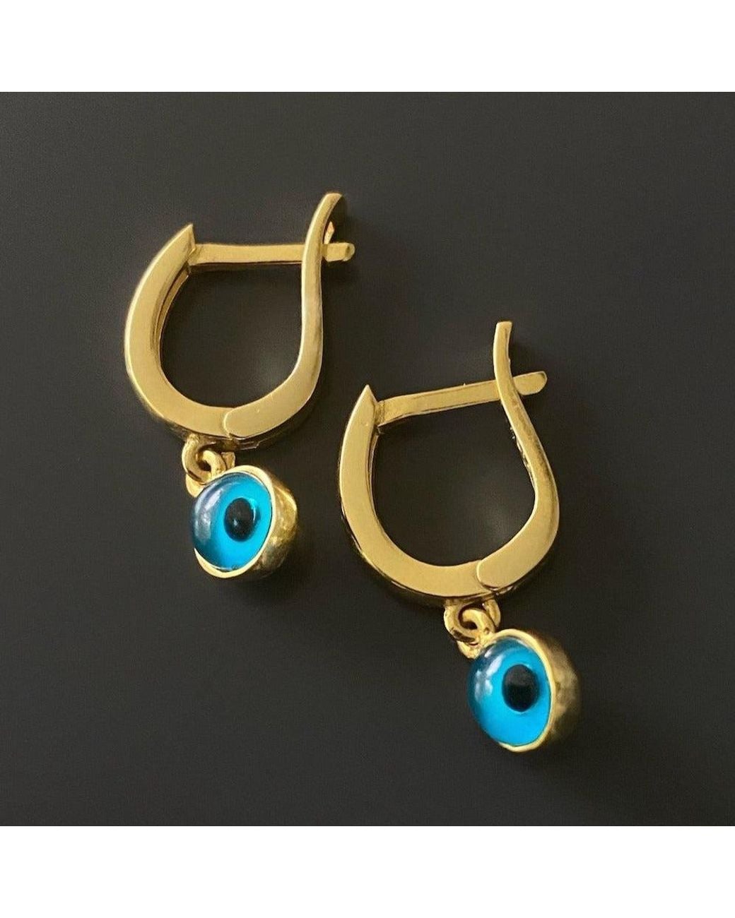 Ebru Jewelry Blue Huggie Hoop Earring