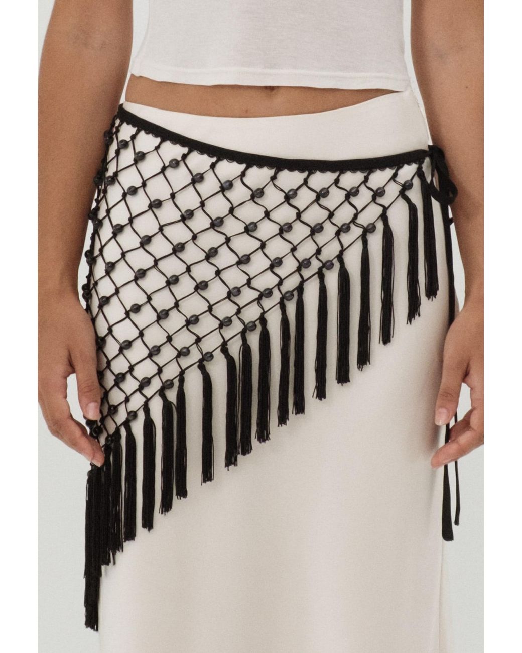 Tohen Black Beaded Scarf