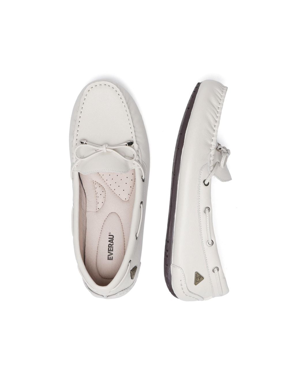 EverAu Australia White Grebes Leather Loafers