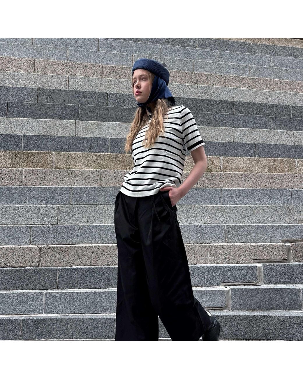 London Atelier Byproduct Blue Straw Pillbox Hat
