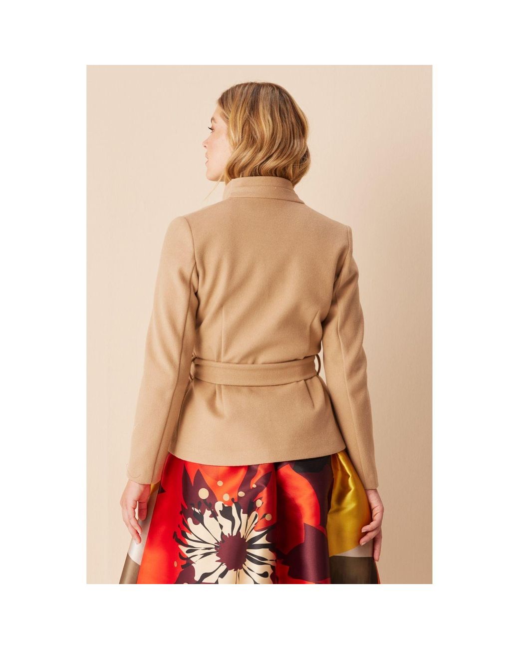 Marianna Déri Natural Wrap Jacket With Shawl Collar Sand