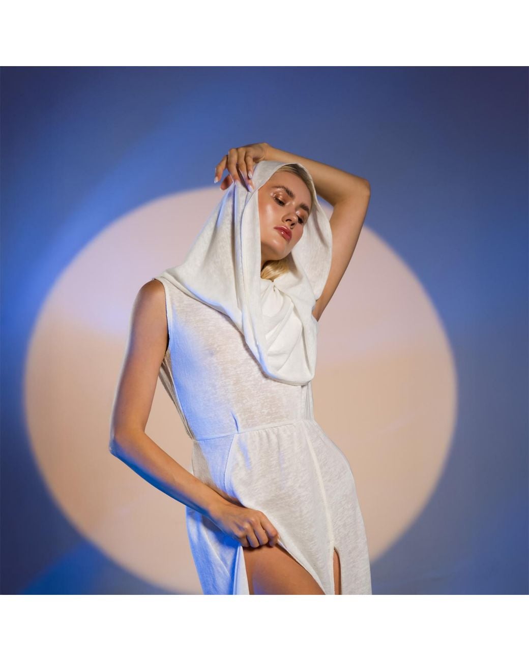 Zhenabia White Hera Hooded Dress
