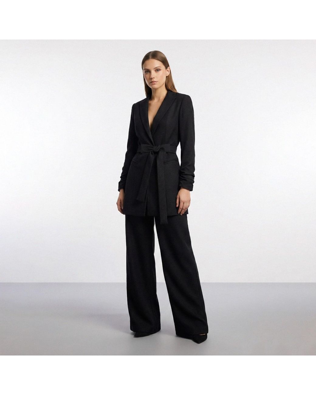 AVENUE No.29 Black Wool Wide Leg Trousers