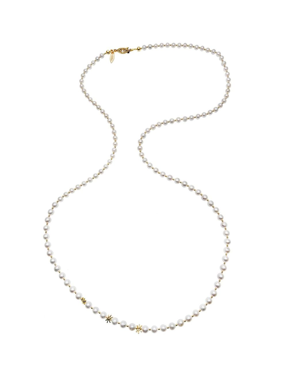 Farra Metallic Classic Freshwater Pearls Long Necklace