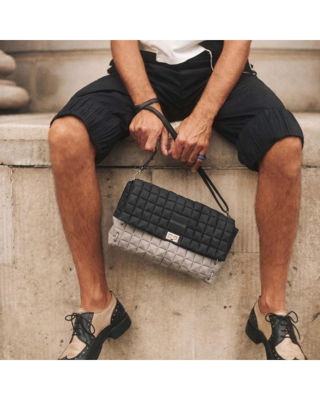 Monade Black Clutch Bag Duo & Stone