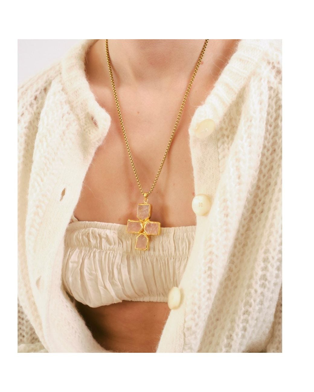 Isolated Jewellery Metallic Quartz Cross