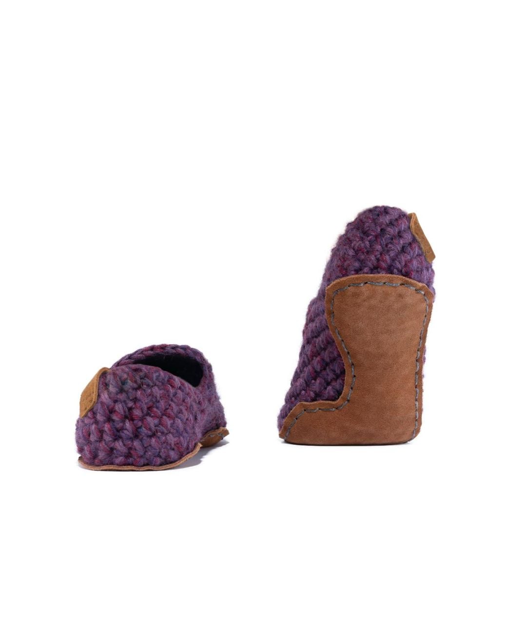 Kingdom of Wow Purple Artisan Made Wool Slippers For