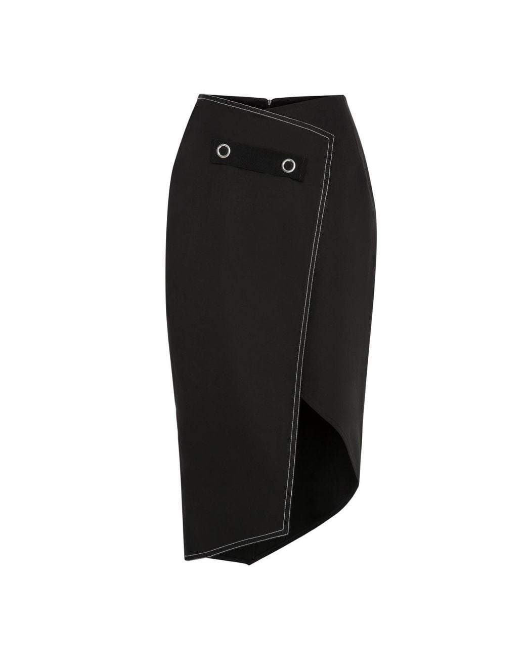 Mirimalist Black Wrap Pencil Midi Skirt