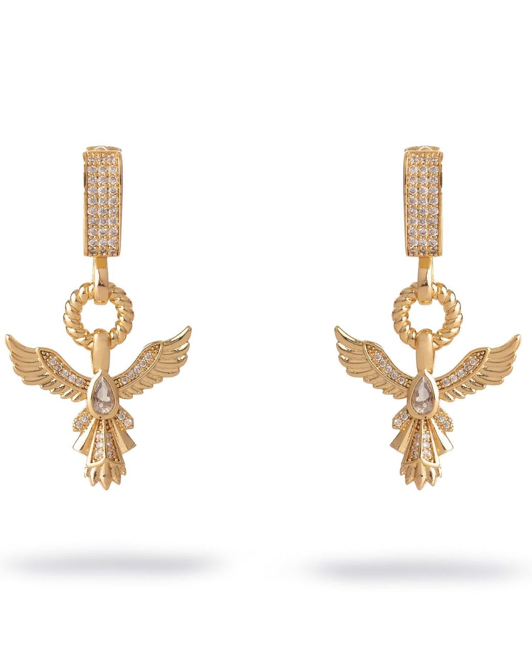 Ebru Jewelry Metallic Golden Phoenix Drop Earrings