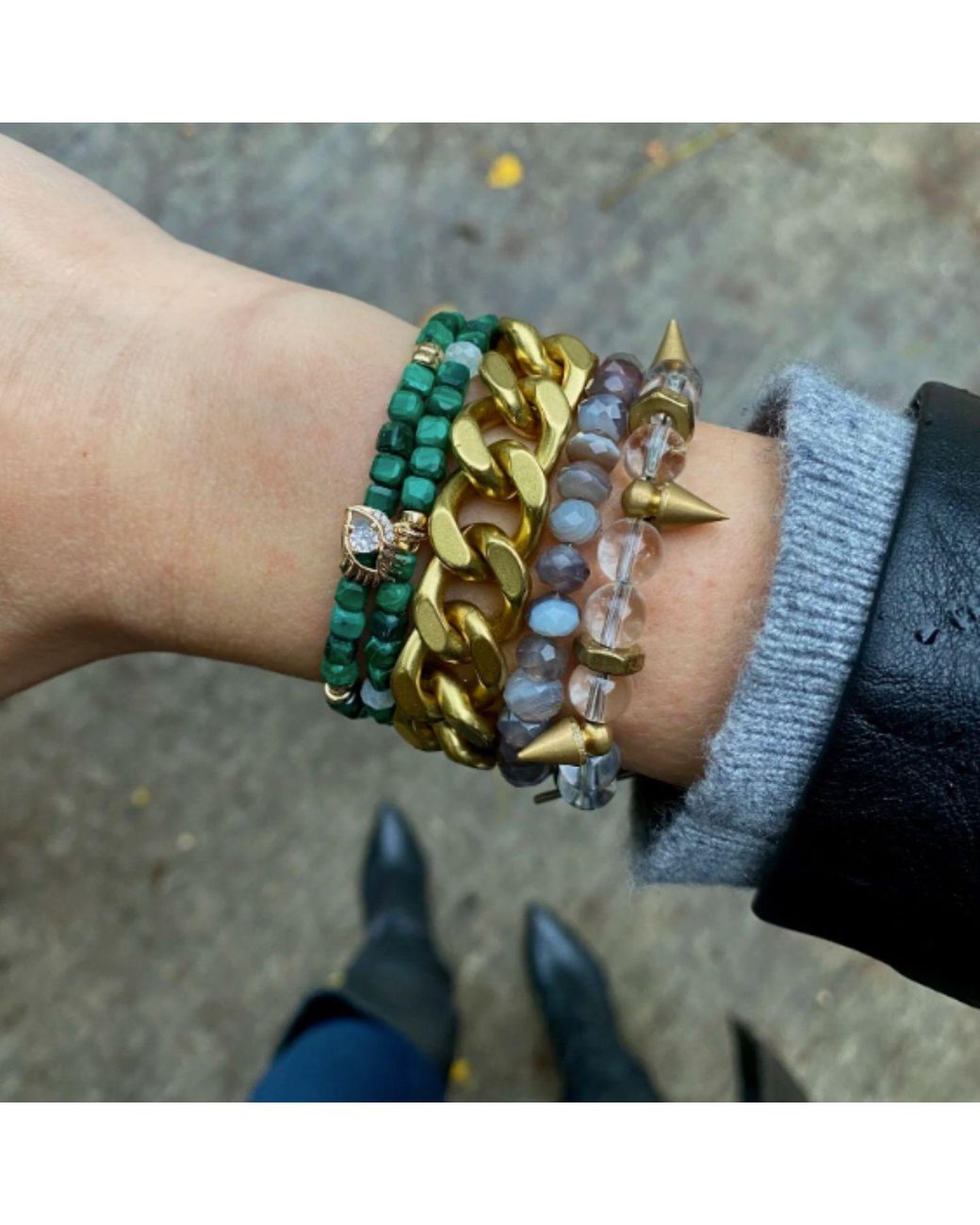 Rachel Nathan Metallic Neutrals Luxe: Faceted Botswana Agate Bracelet