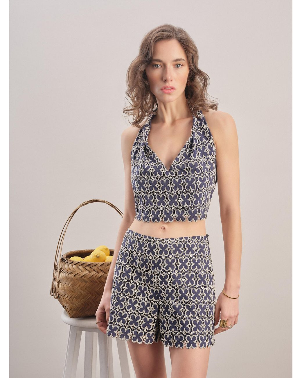 Malo Gray Embroidered Shorts