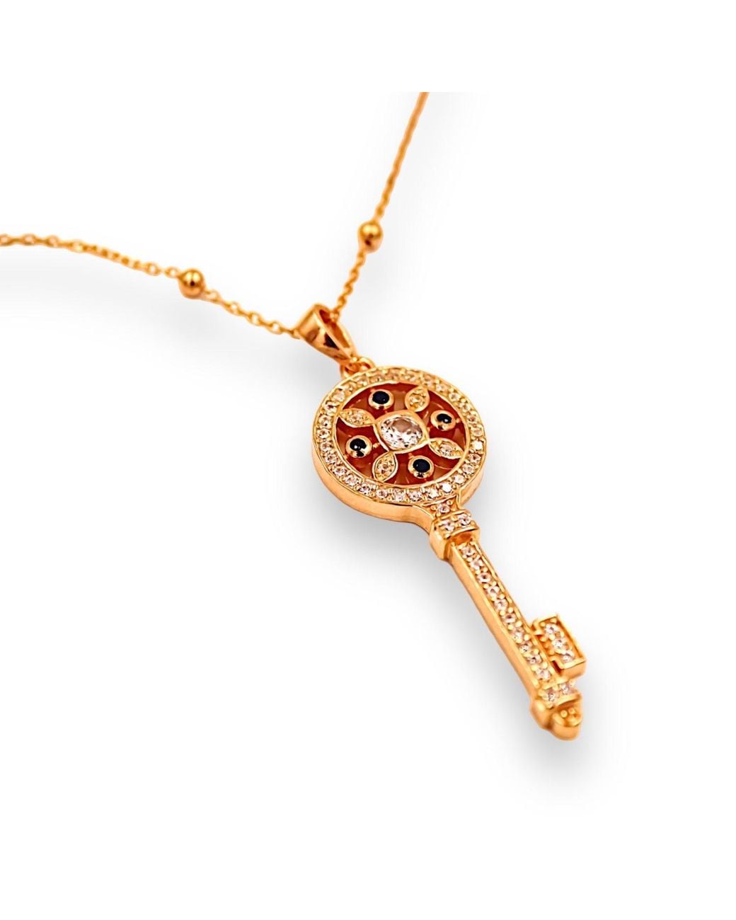 1610Istanbul Metallic Istanbulite Key Swarovski Necklace