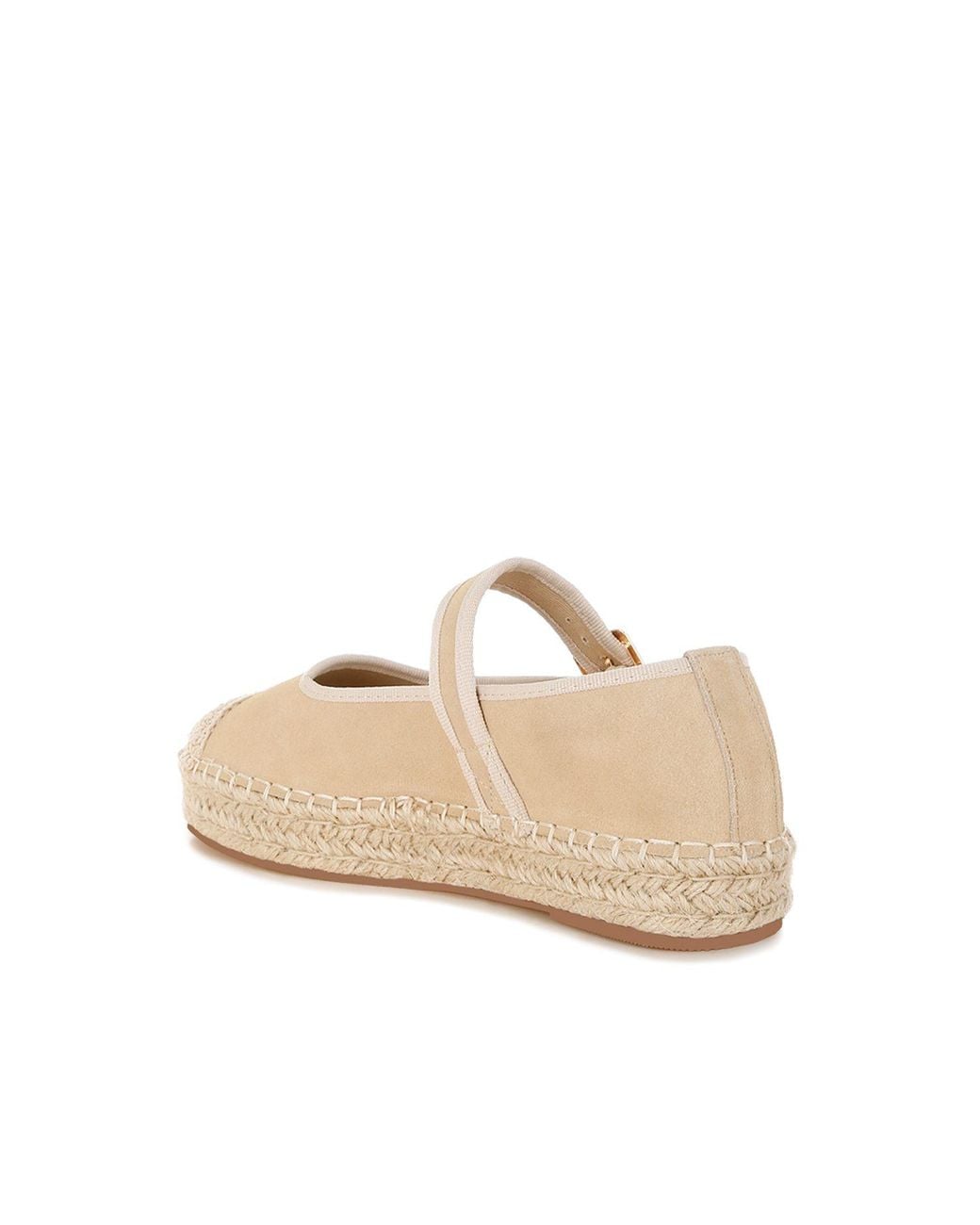 Rag & Co Natural Neutrals Bolean Soft Suede Leather Mary Jane Espadrilles