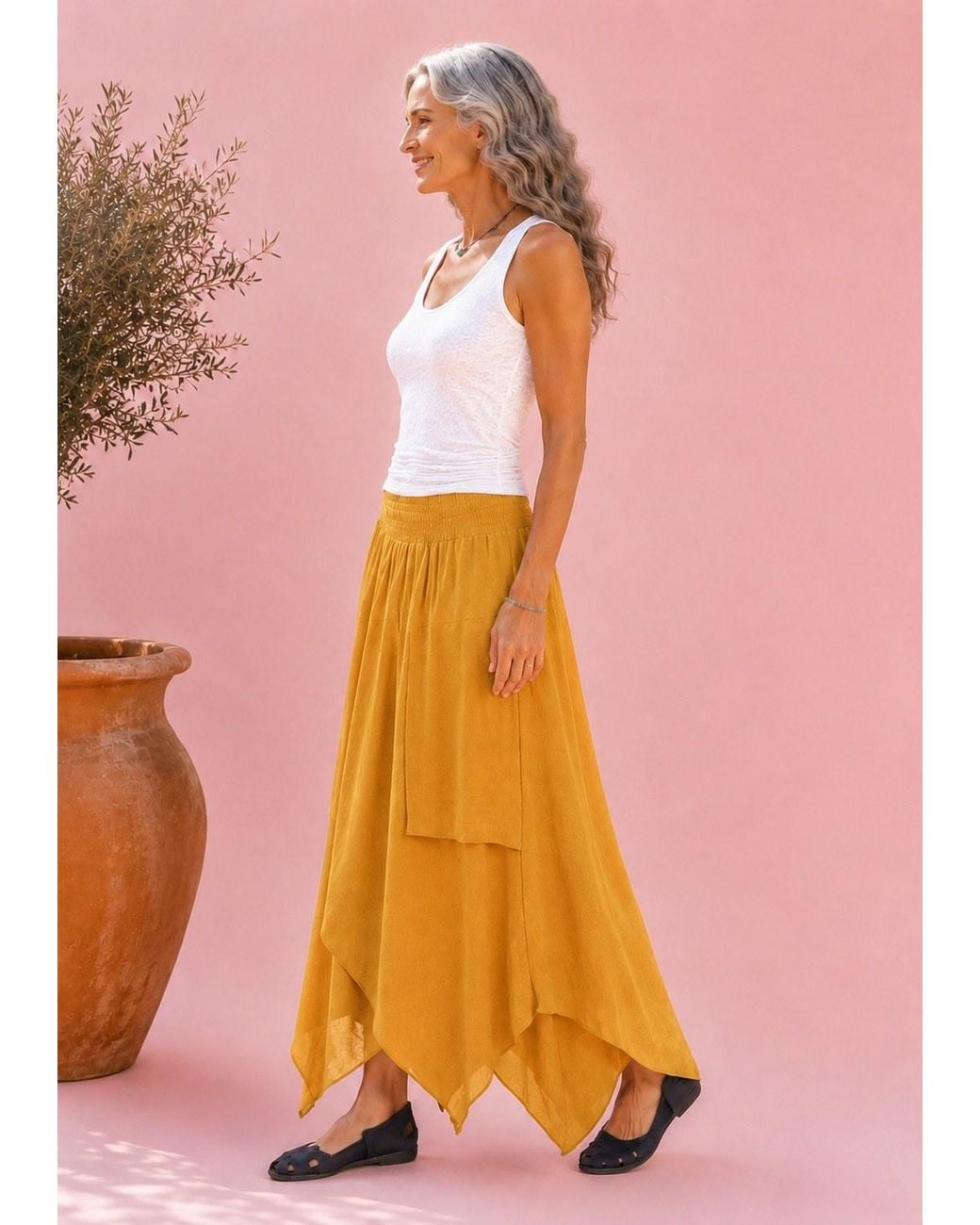 Lumina Eligma Yellow Crinckle Freesize Skirt