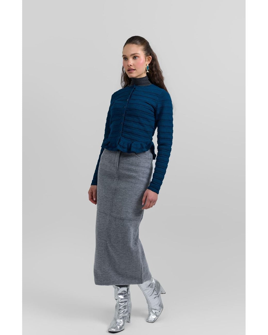 Rave on Trend Gray Classic Belted Skirt