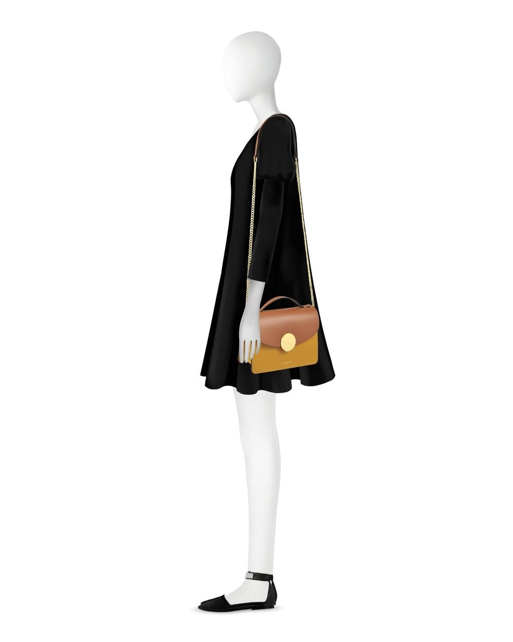 Le Parmentier Yellow New Ondina Color Block Flap Top Leather Satchel Bag