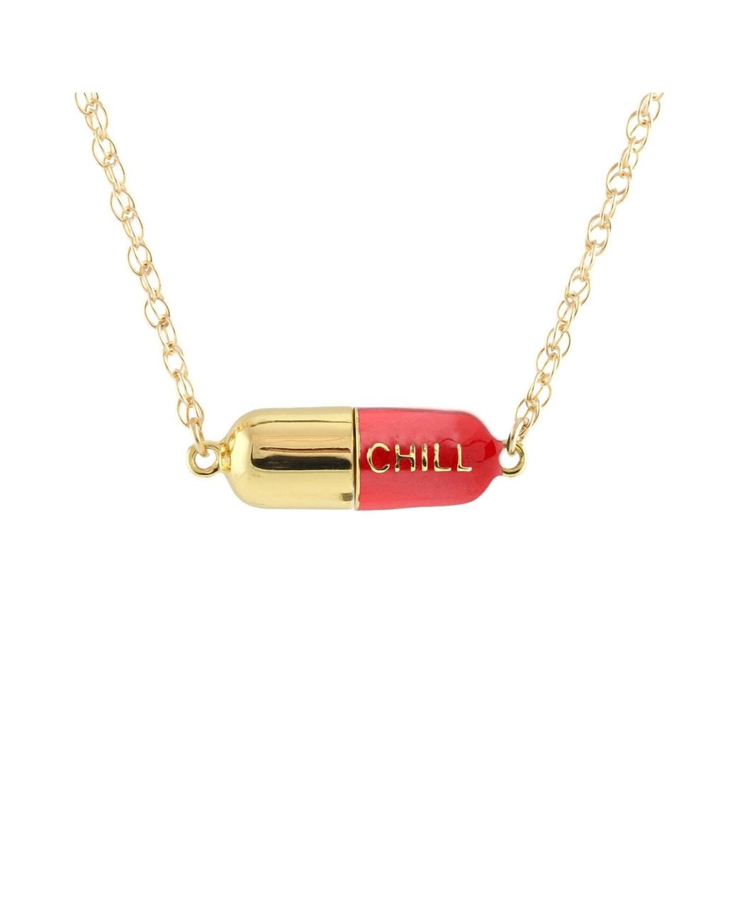 Kris Nations Pink Big Chill Pill Chain Necklace & Filled