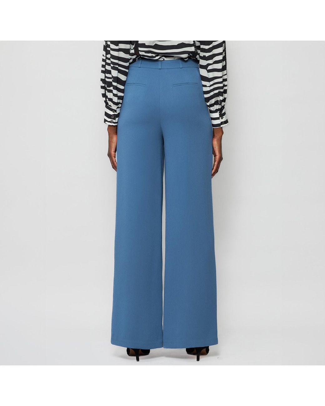 Solgo Atelier Blue Dina Wide Leg Crepe Pant