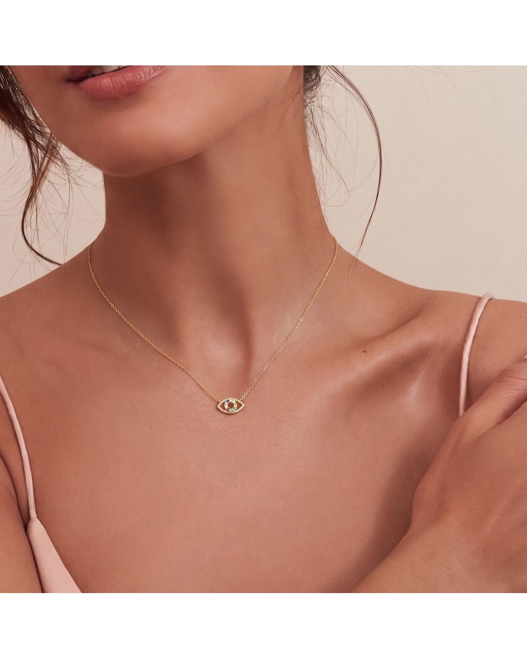 With Love Darling Metallic Eye Necklace Sterling