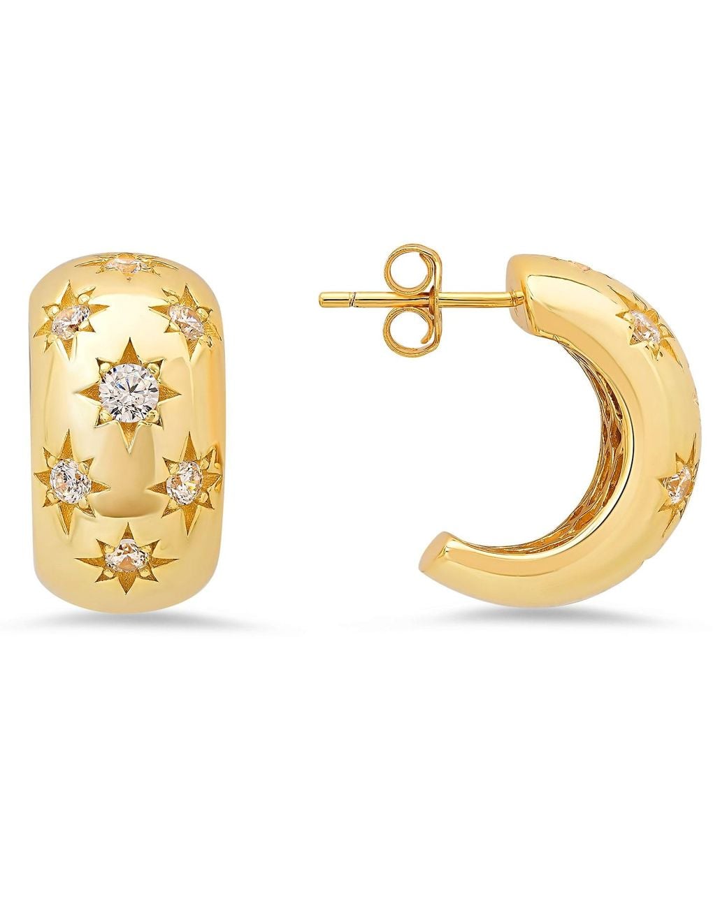 Kylie Harper Metallic Chunky Celestial Statement Hoop Earrings