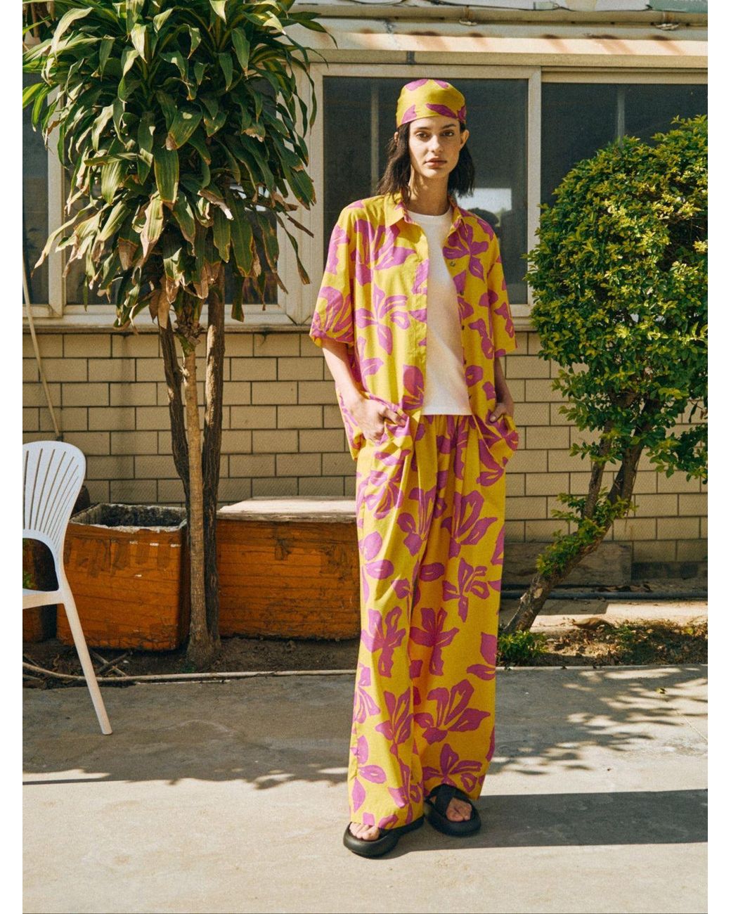 Lost Pattern Metallic Tropical Bliss Oversized Shirt
