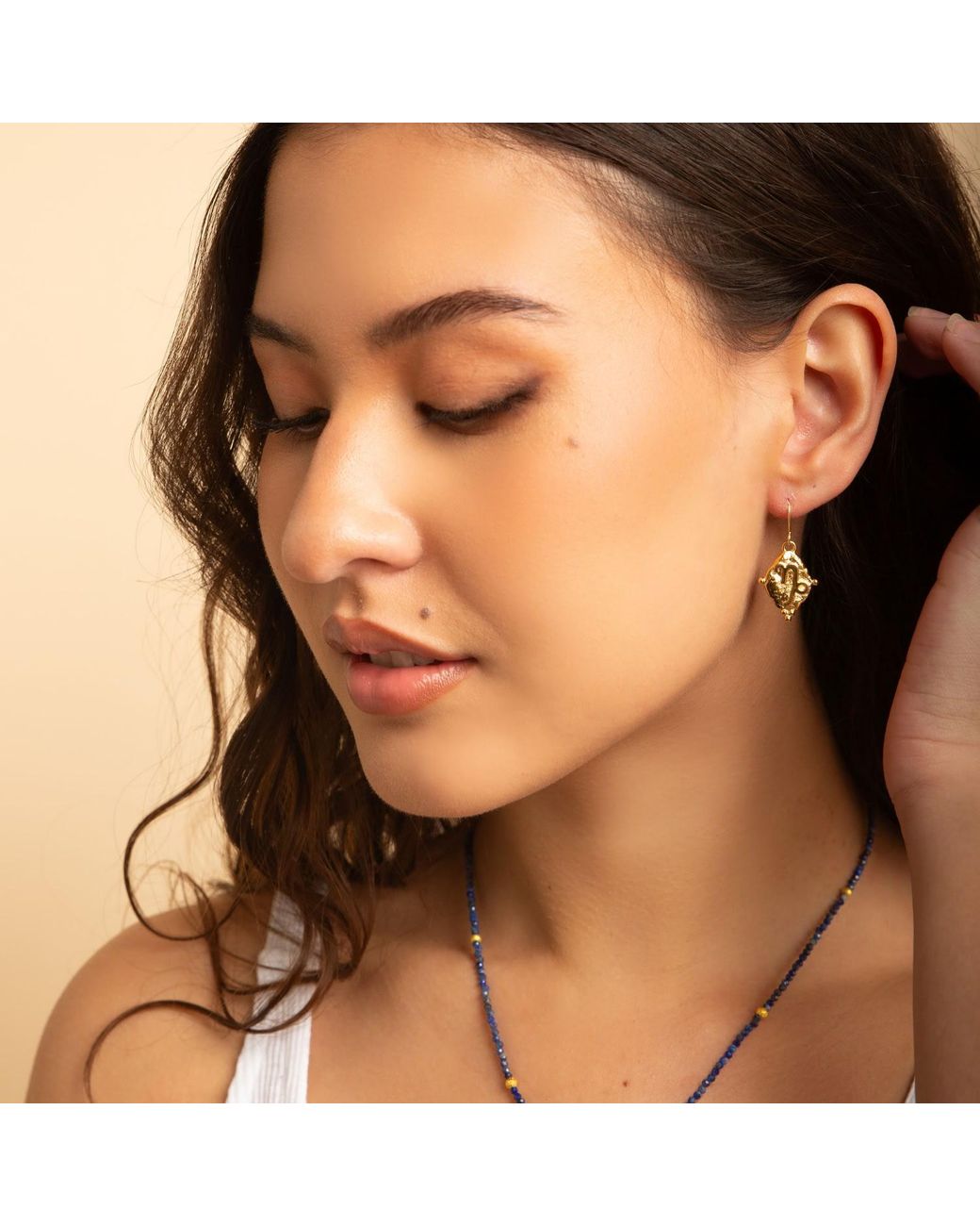Seven Saints Metallic Capricorn Vintage-Style Dangle Earrings, Plated