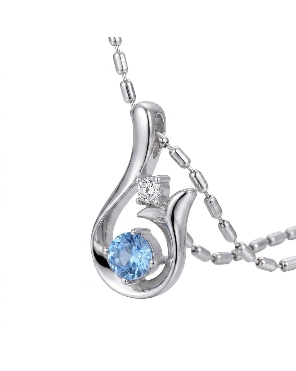 Modenaire Metallic Light Sapphire Abstract Sprout Pendant Necklace