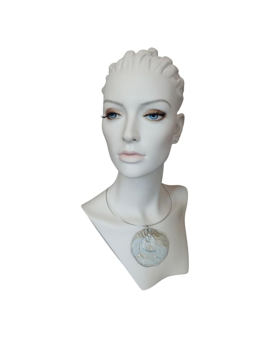 Romer Millinery Gray Metallic Silk Coin Choker