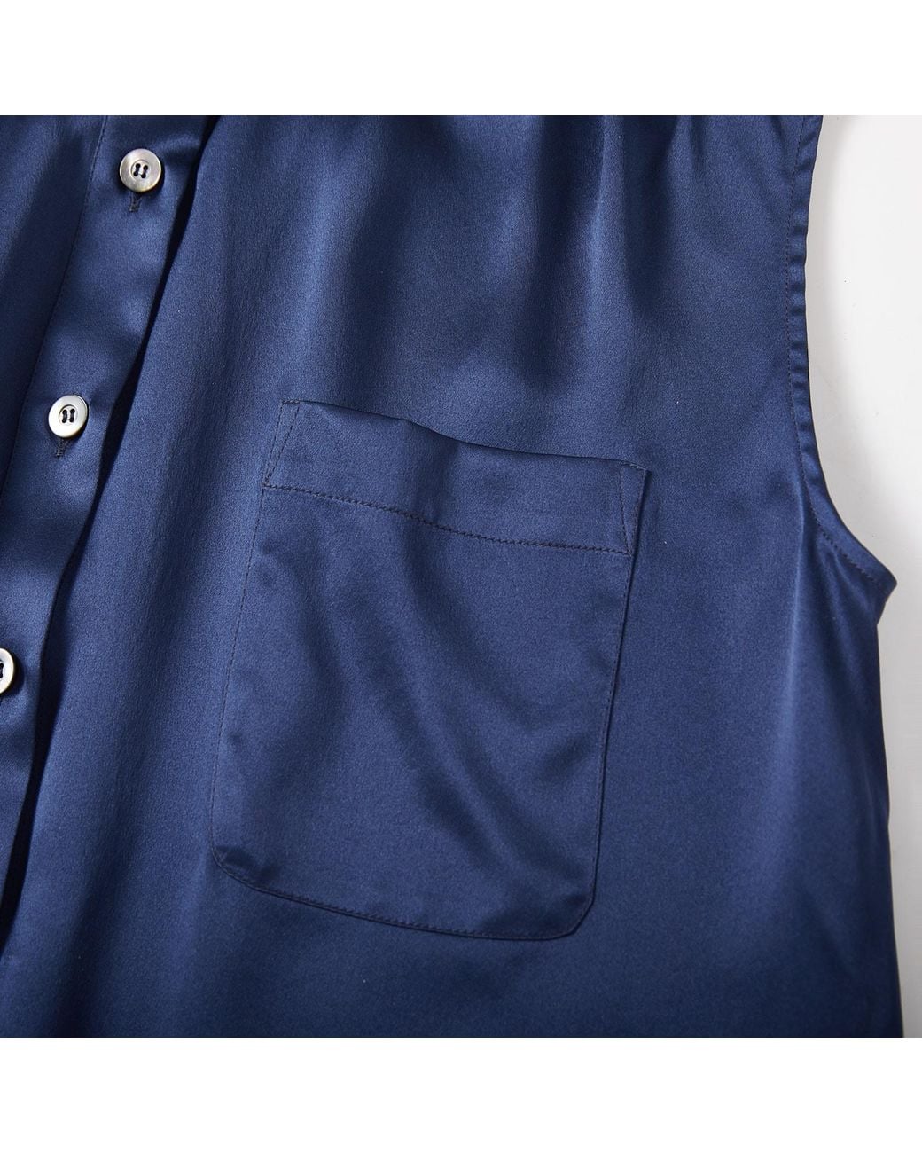 Soft Strokes Silk Blue Pure Silk Pointed Peter Pan Collar Sleeveless Blouse