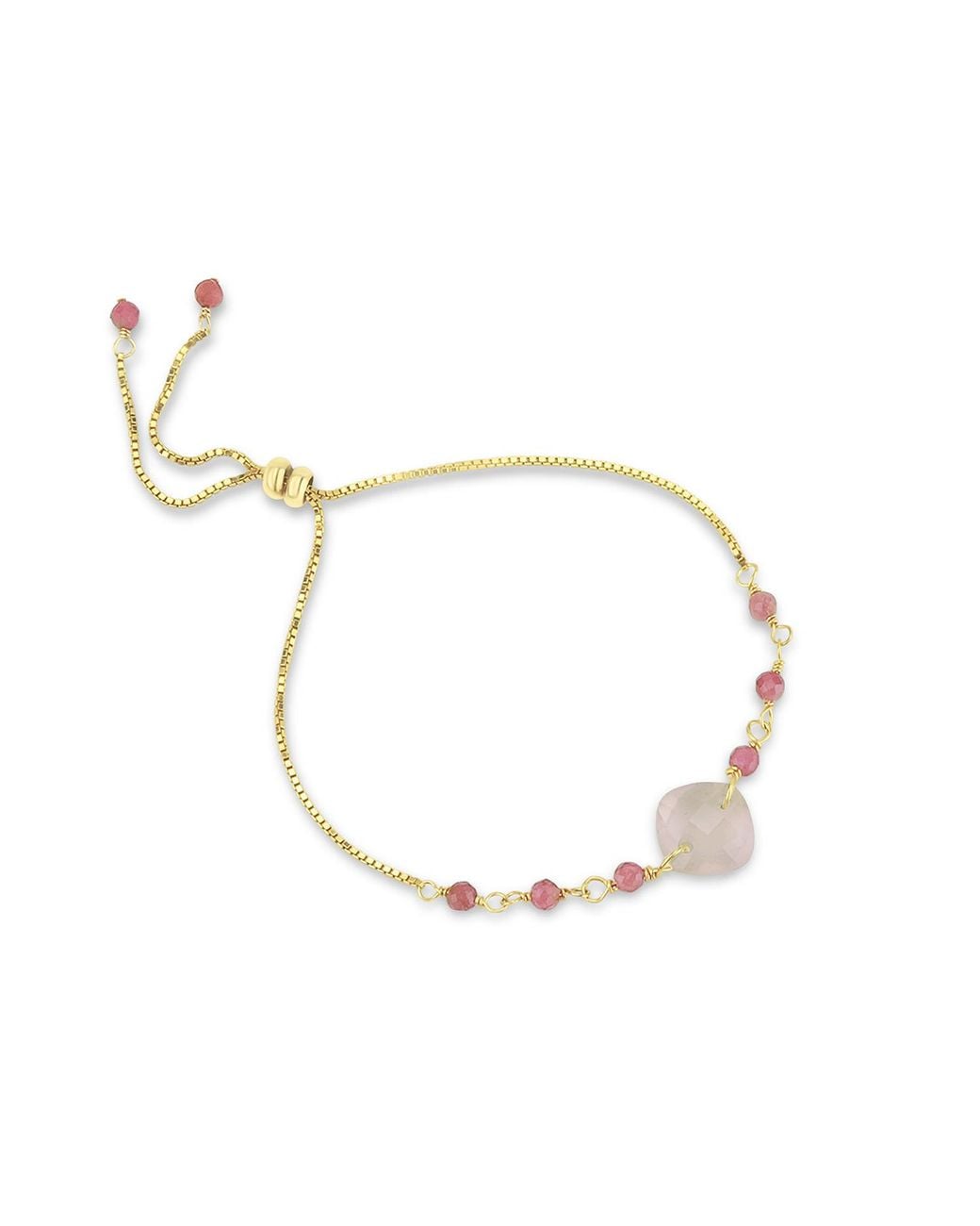 MOUNIR LONDON Metallic Cushion Cut Rose Quartz Slider Bracelet