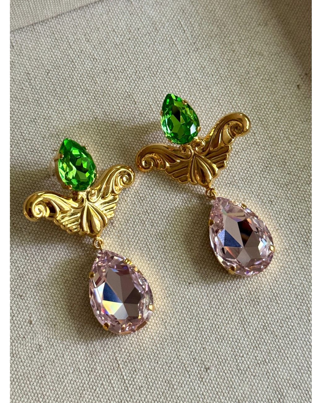 Laura Gray Green Large & Tear Drop Post Earrings
