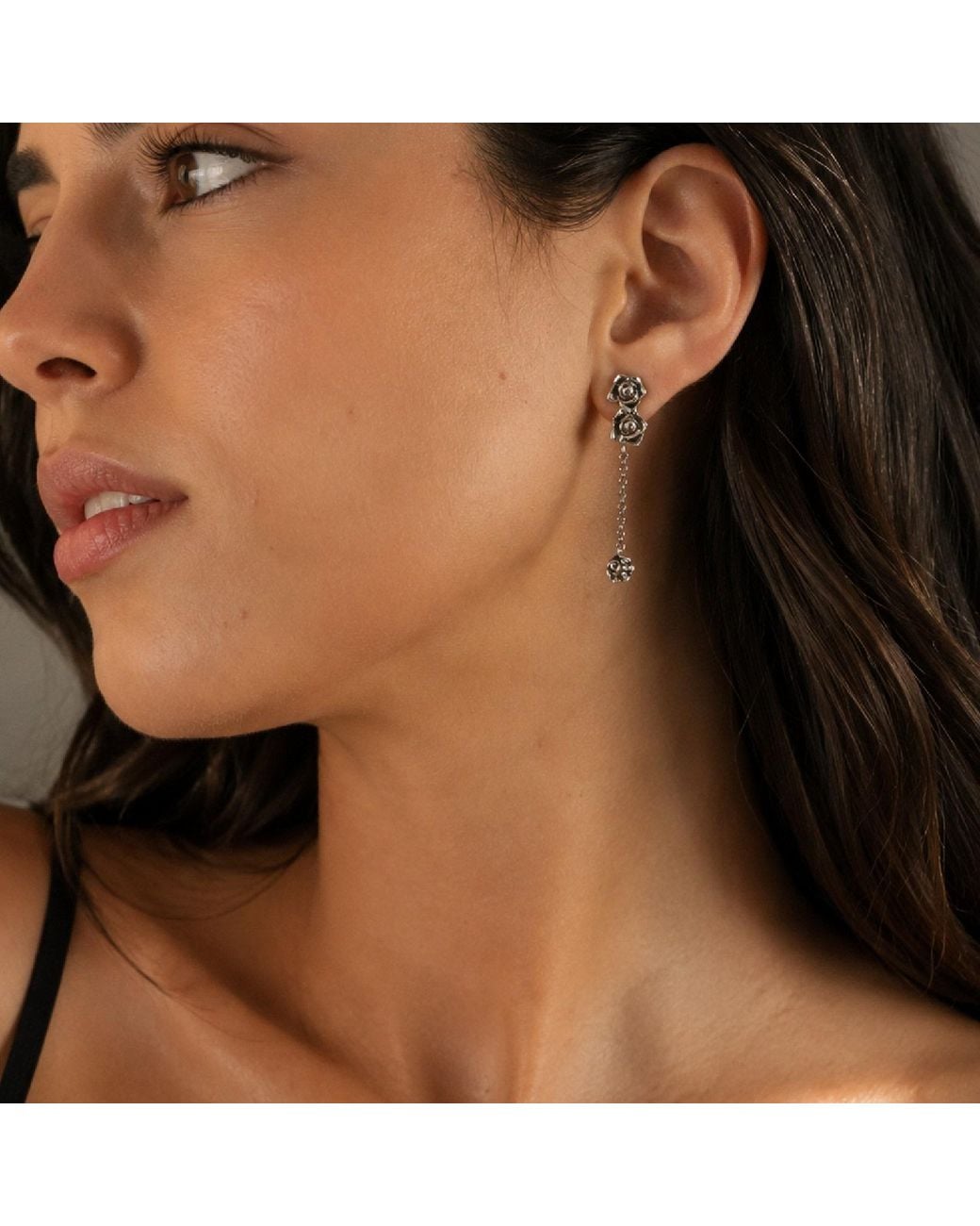 Unaloe White Passion Earrings-Double Rose & Chain – Handmade Italian Jewelry For