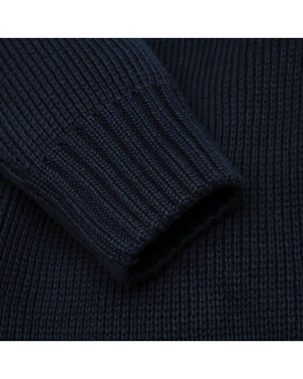 Paul James Knitwear Blue Heavyweight Cotton Arthur Submariner Roll Neck Jumper for men