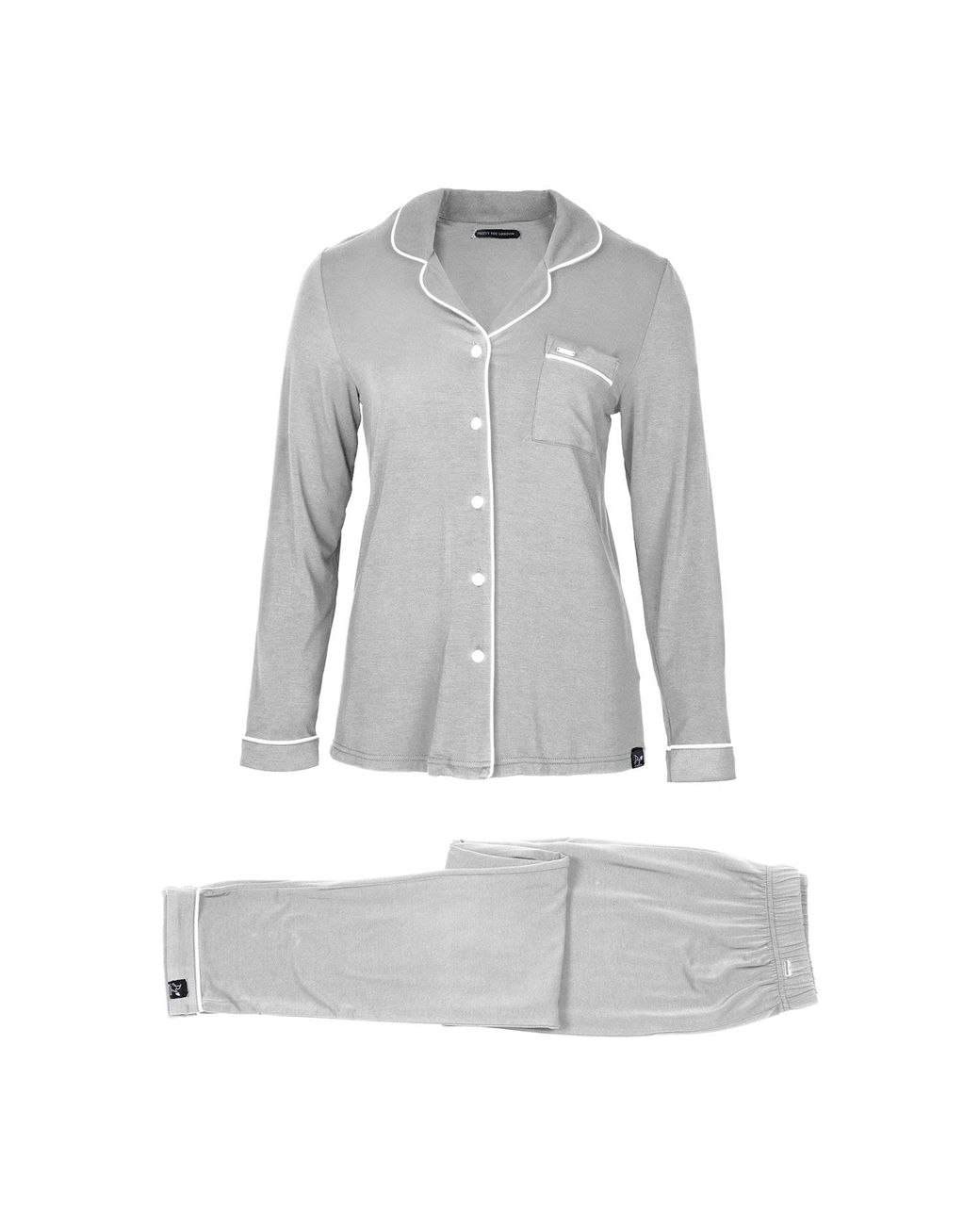 Pretty You London Gray Bamboo Long Sleeved Trouser Pyjama