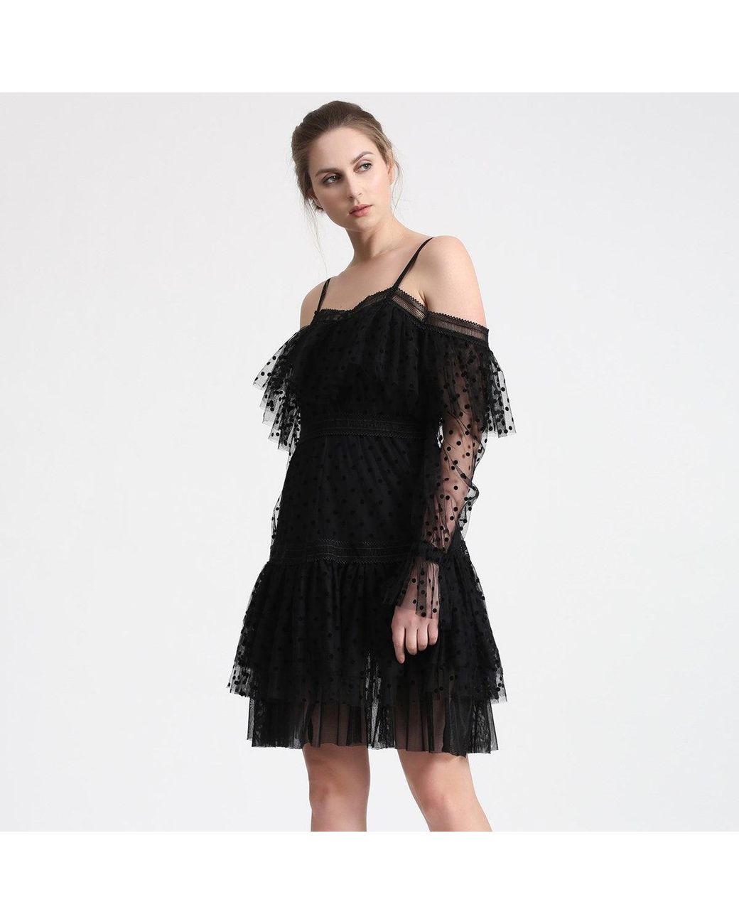Smart and Joy Black Negligee Style Dress
