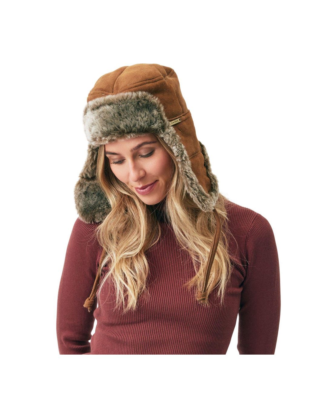 Owen Barry Brown Sheepskin Trapper Hat Ottoman Tan Garth