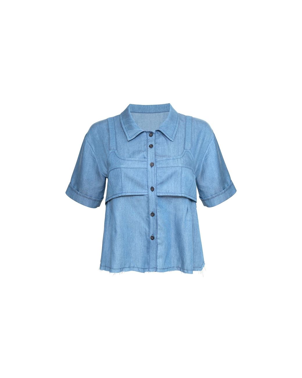 Audrey Vallens Blue Denim Affair Tencel Bralette Shirt