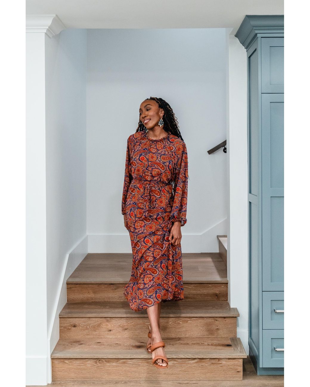 Jennafer Grace Red Sienna Paisley Midi Dress