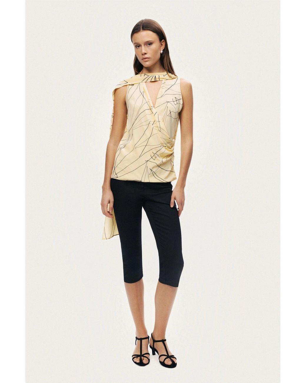 Nocturne Yellow Shawl Detail Blouse