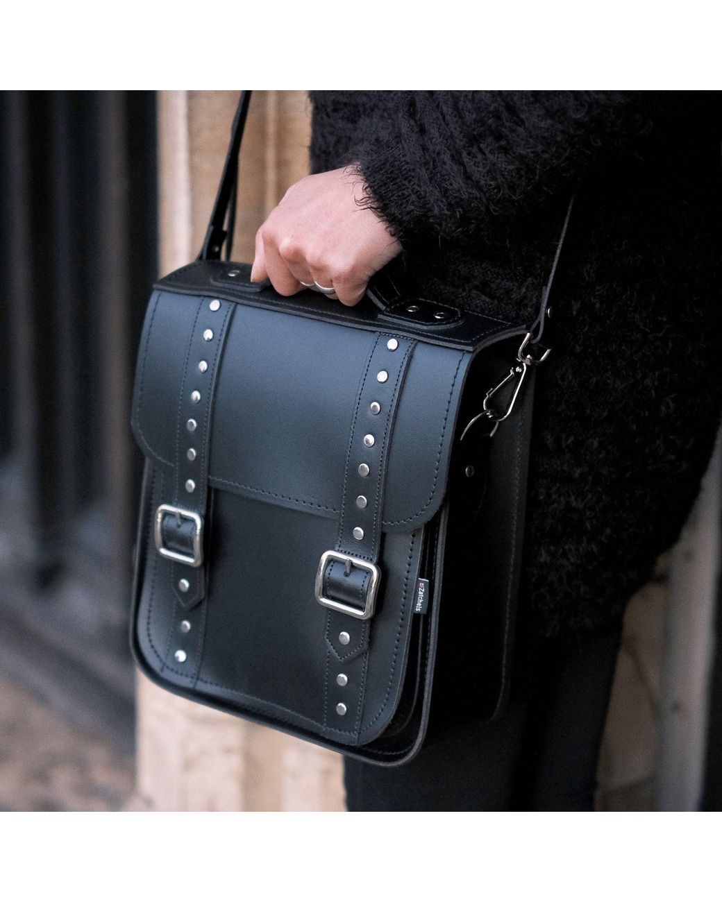 Zatchels Black Handmade Leather City Backpack