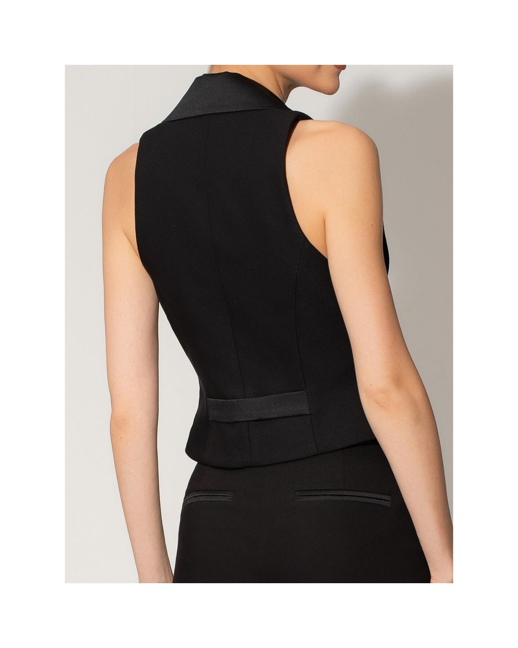 Tia Dorraine Black Single-Breasted Sleeveless Waistcoat