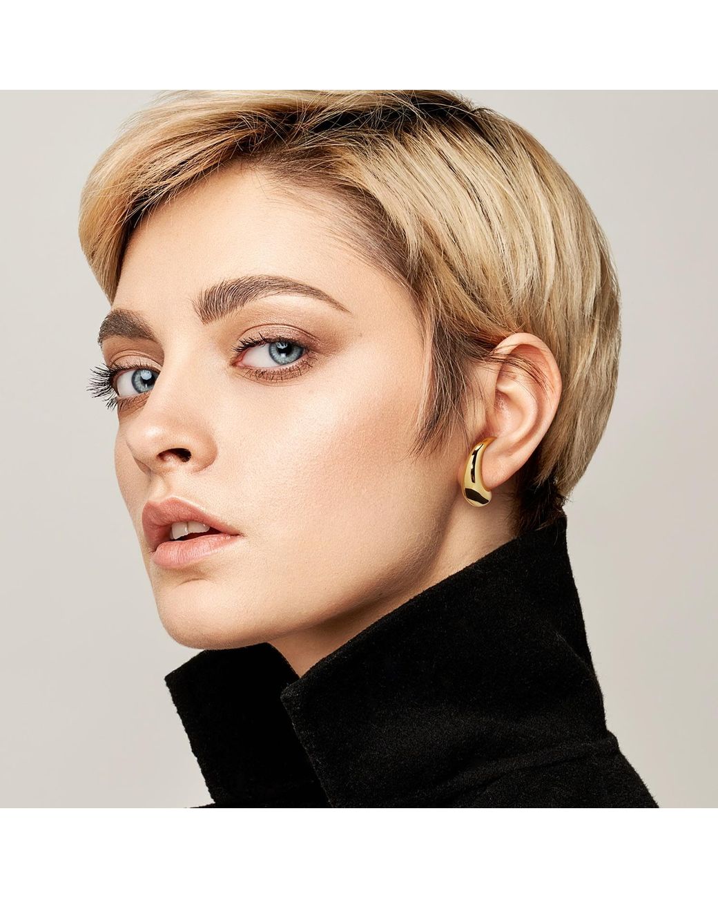 Meulien Metallic Abstract Curved Waterdrop Earrings