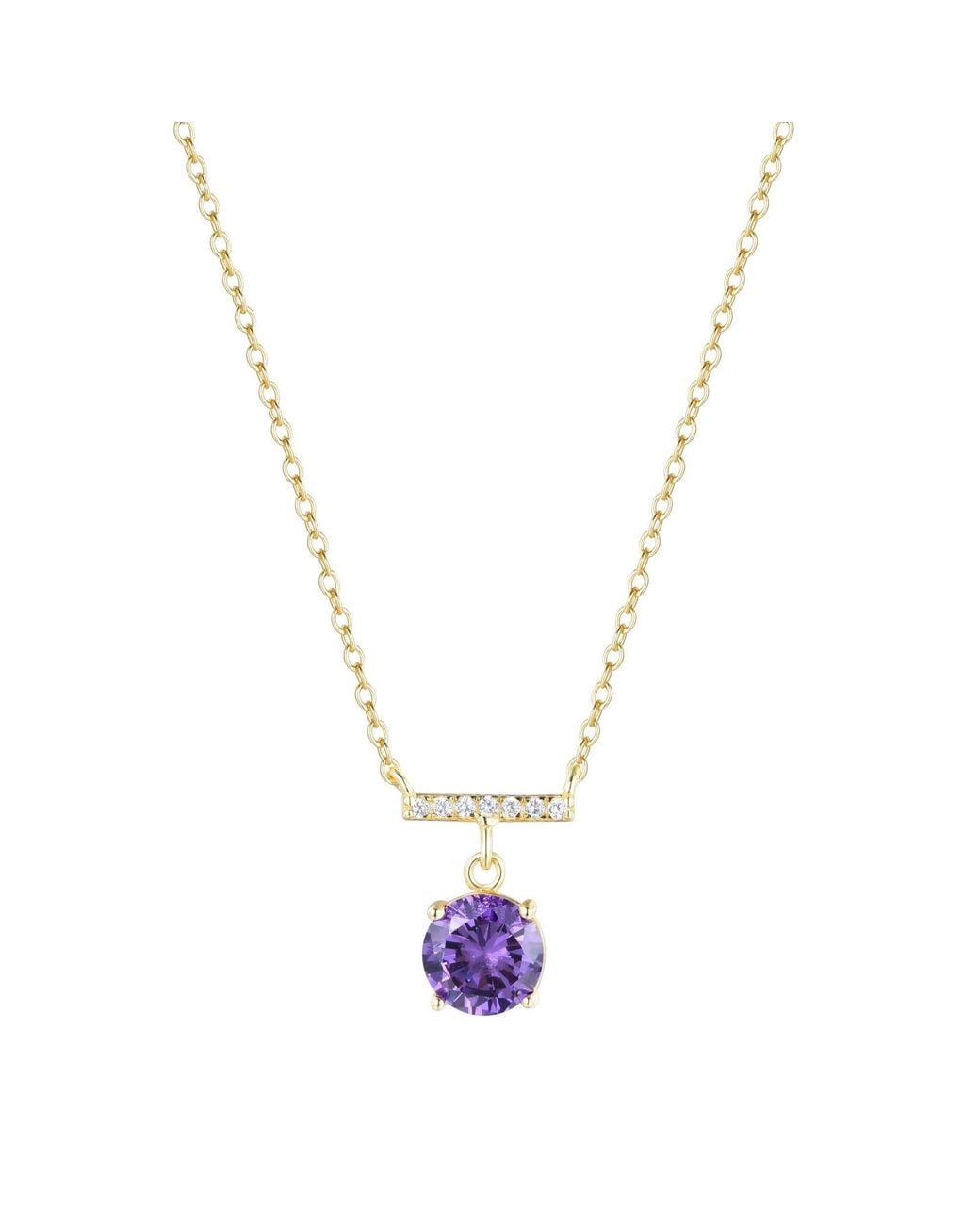 KAMARIA Metallic Birthstone Solitaire & Crystal Bar Necklace