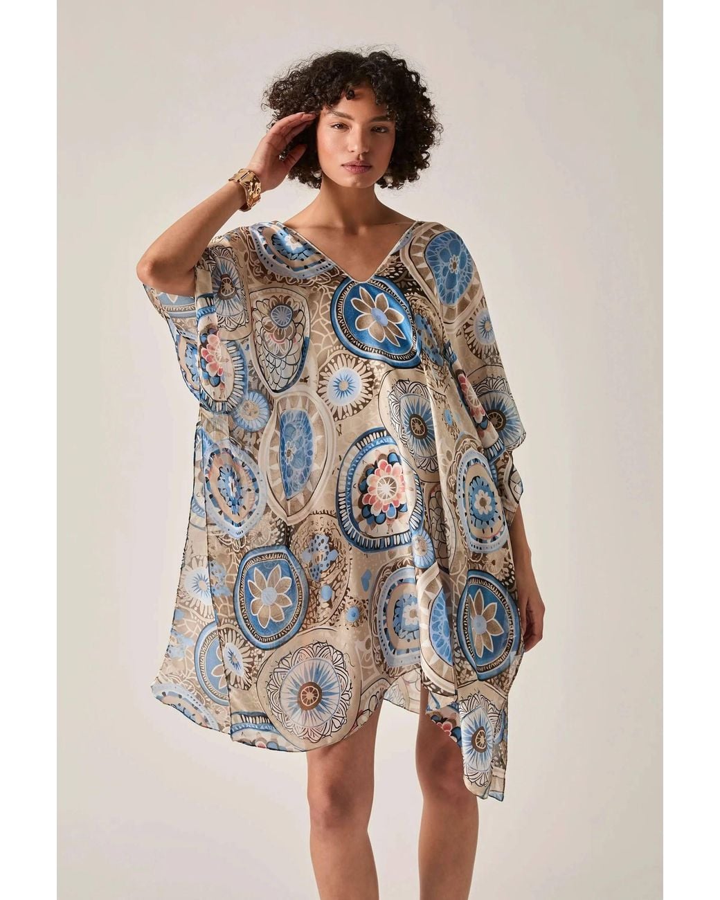 James Lakeland Blue Mandala Print Kaftan