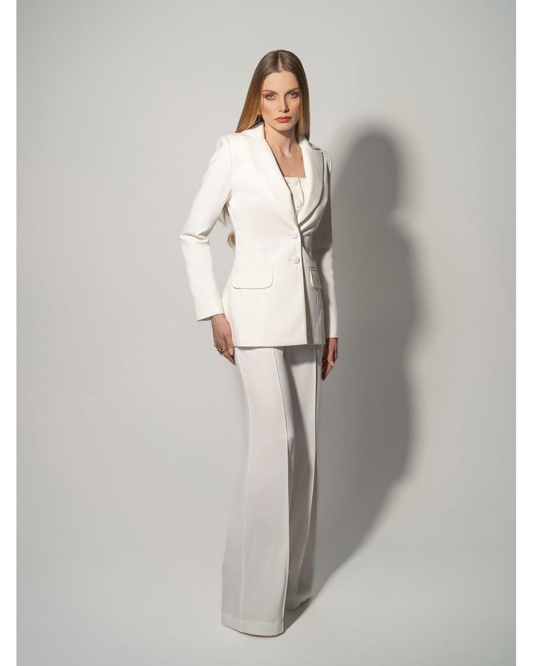 Tia Dorraine White Classic Chic Tailored Suit