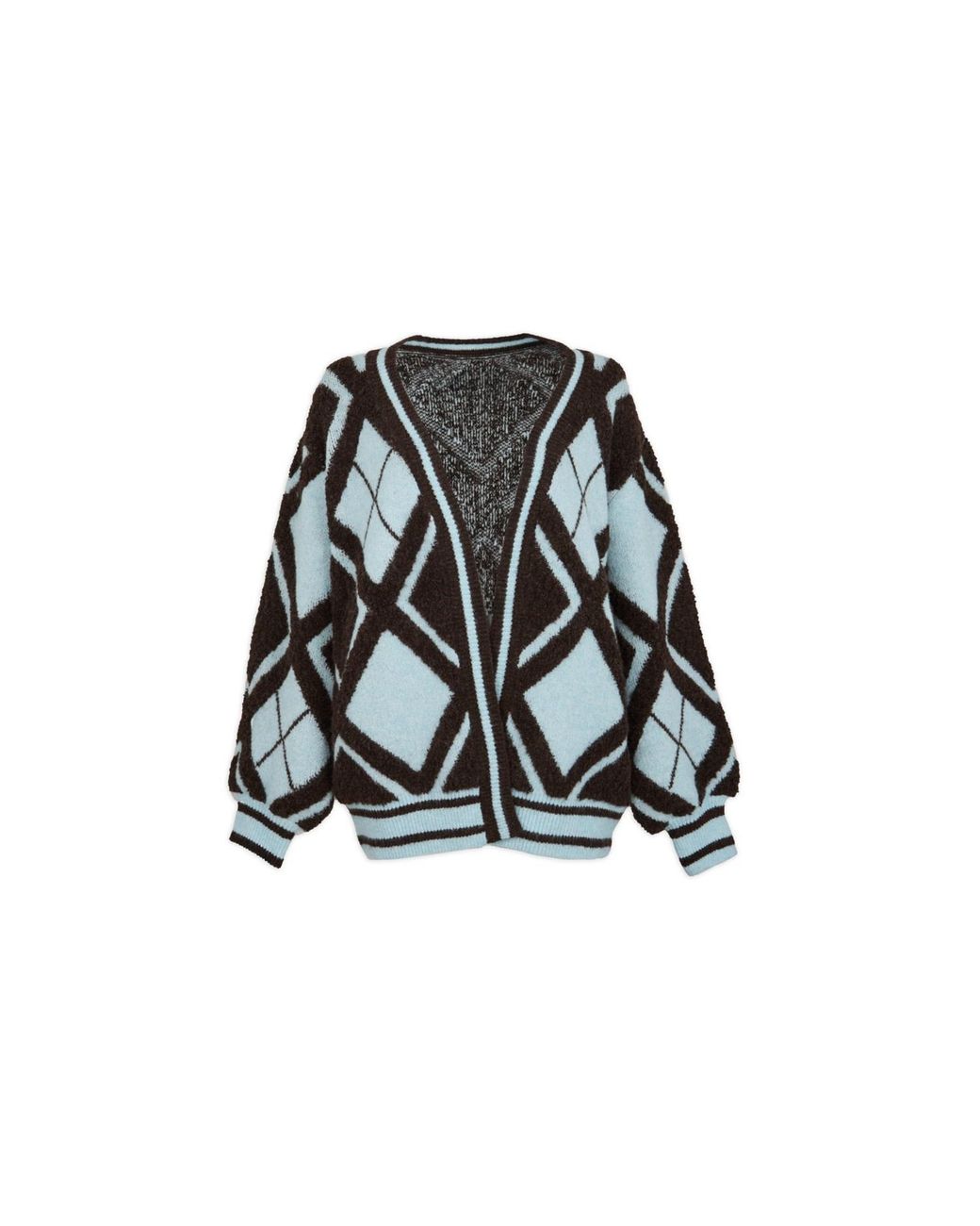 Saachi Black Open Argyle Knit Cardigan