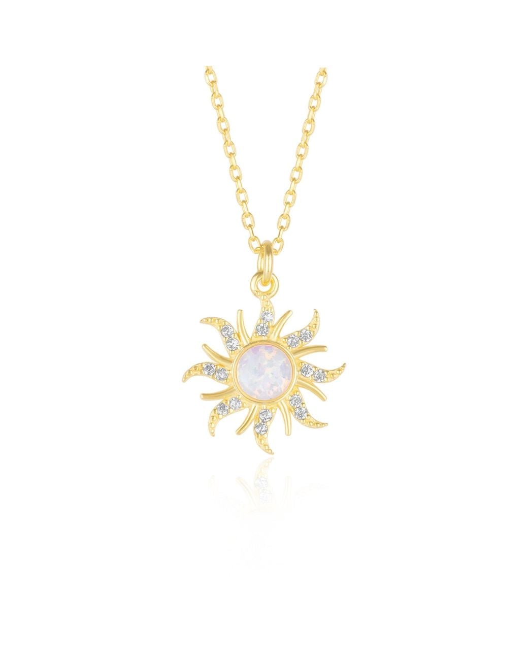 Spero London Metallic Opal Sun & Sunburst Necklace