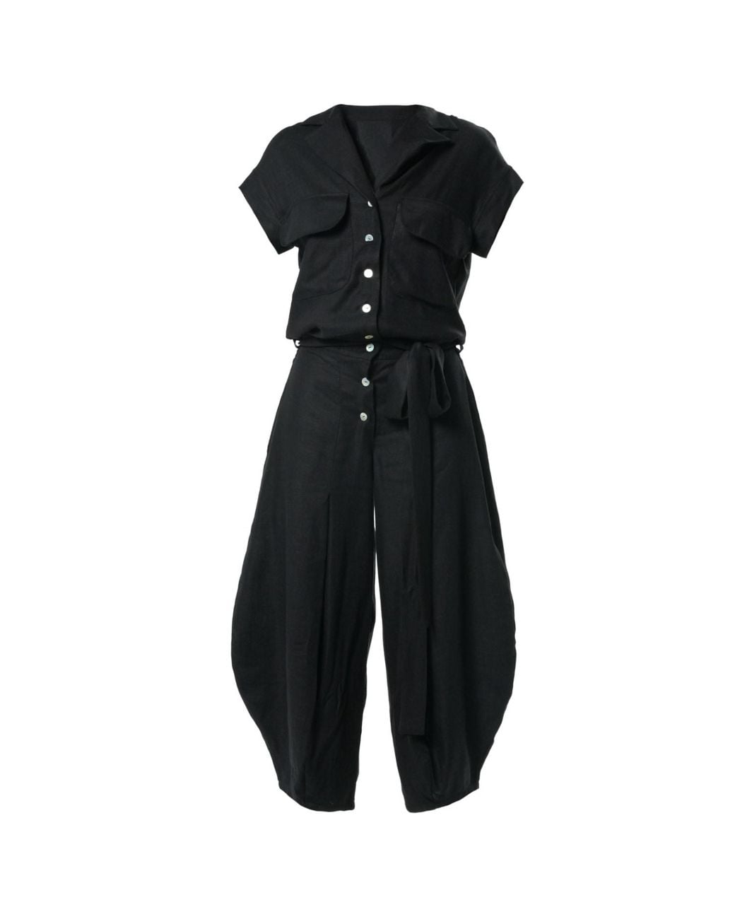 Metamorph Black Relaxed Jumpsuit With Linen