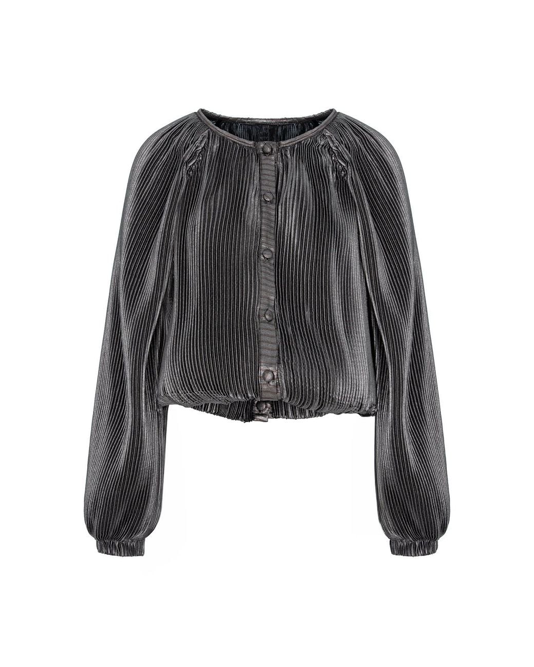 Silvia Serban Black Pleated Voile Bomber