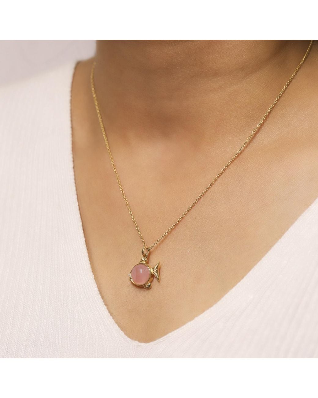 The Jewelz Metallic 'Blush Current' Natural Rose Quartz 925 Necklace